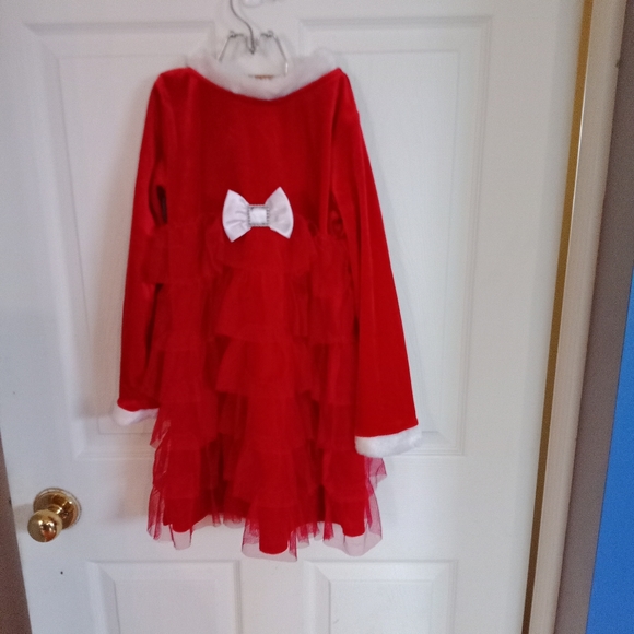 Velvet Christmas Costume with Lace & Ruffle Trim
